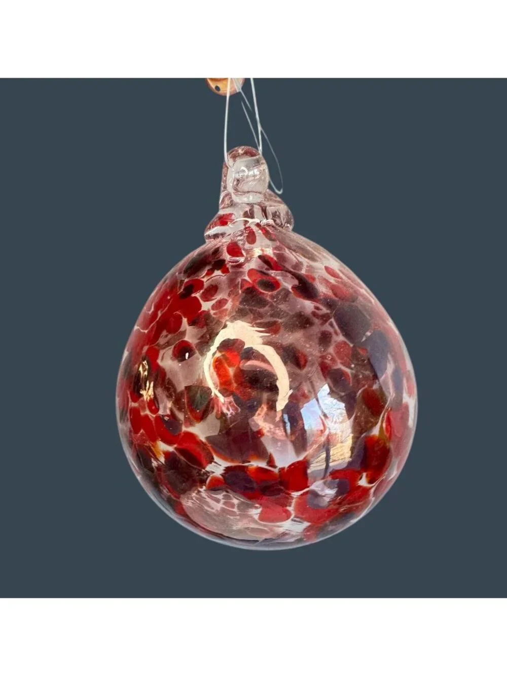 Hand Blown Red Witch Ball Spirit Friendship Ball Art Glass Ornament 4" - Picture 5 of 6